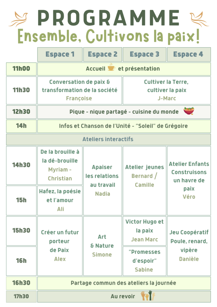 Programme Ensemble cultivons la paix 2026